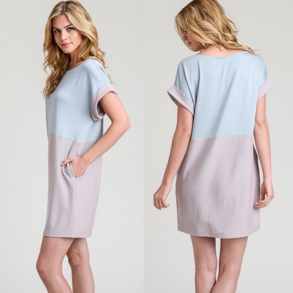 ALUNA Color Block Dress - BLUE mix - Picture 2 of 3